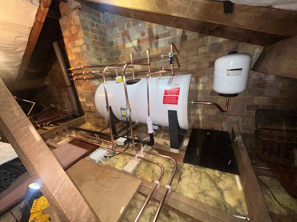 Hot Water Cylinder Tank in Loft Installed